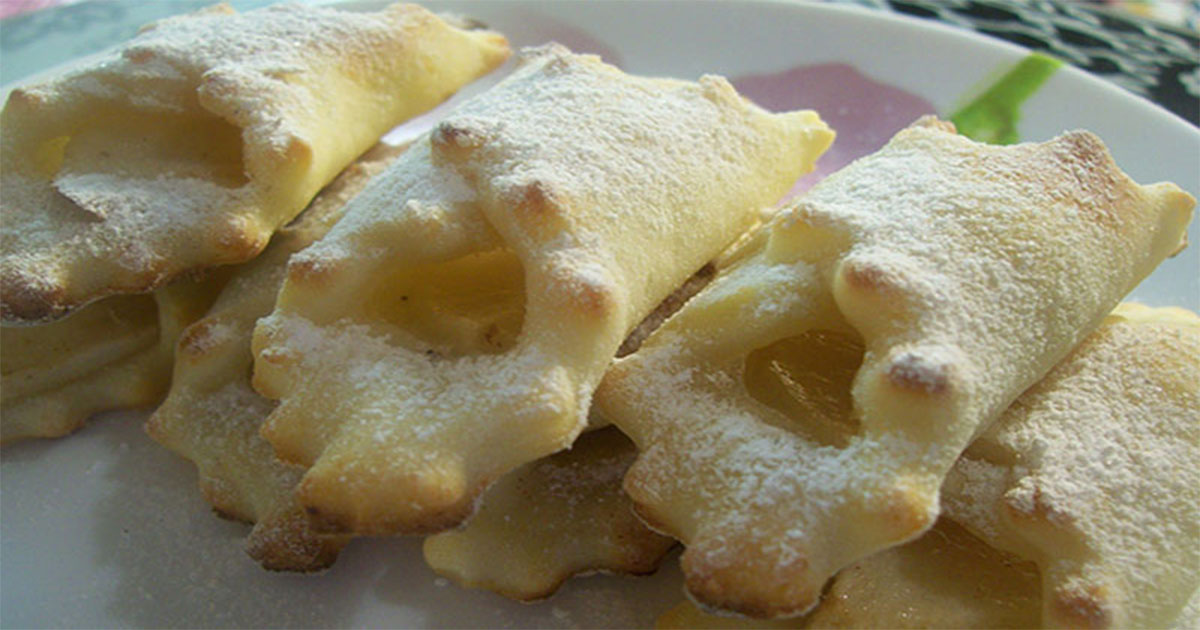 Творожное печенье «Платочки» с яблочной начинкой