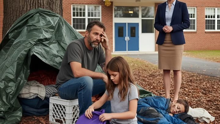 Když jsem si všiml, že Lily zase schovává svůj oběd, tiše jsem ji sledoval – až do chvíle, kdy někomu, kdo bydlel za naší školou, zašeptala: „Tati… přinesla jsem jídlo.“ Při tom pohledu se mi zastavilo srdce. Uklidnil jsem se, vzal telefon… A to, co se stalo pak, všechno změnilo.