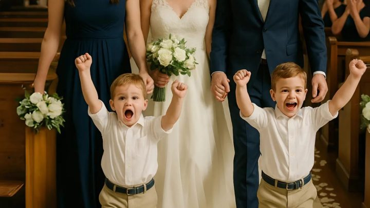 Moji synovci šli přede mnou na mé svatbě — a pak vykřikli něco, co si získalo srdce všech přítomných.