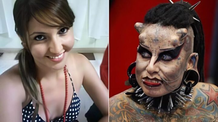 Celé její tělo je pokryto tetováním, má implantáty v obličeji, protože se považuje za upíra: její vzhled dříve