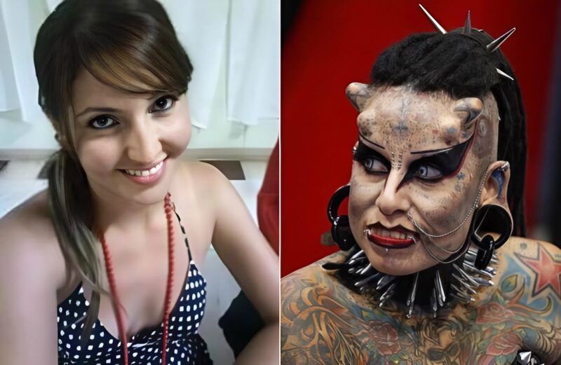 Celé její tělo je pokryto tetováním, má implantáty v obličeji, protože se považuje za upíra: její vzhled dříve