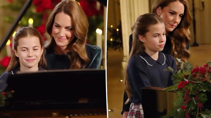 Podívejte se, jak Kate Middletonová a princezna Charlotte hrají překvapivé klavírní dueto na vánoční bohoslužbě.
