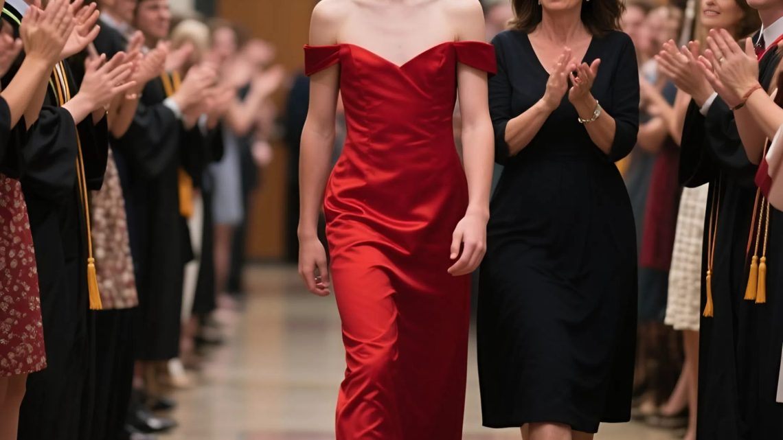 SINGLE MOTHER STUNNED WHEN SHE SEES HER SON IN A GORGEOUS RED DRESS AT GRADUATION – A COURAGEOUS MOMENT THAT LEFT EVERYONE SPEECHLESS