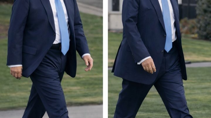 Fotografie Trumpa na cestě k Marine One vzbudila všeobecný zájem poté, co si lidé všimli jednoho detailu