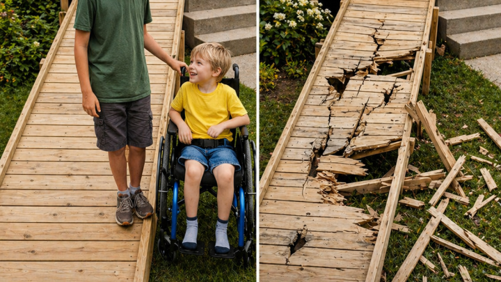 Můj syn postavil rampu pro chlapce odvedle – jenže jedna namyšlená sousedka ji zničila, a karma ji dohnala mnohem rychleji, než vůbec čekala.