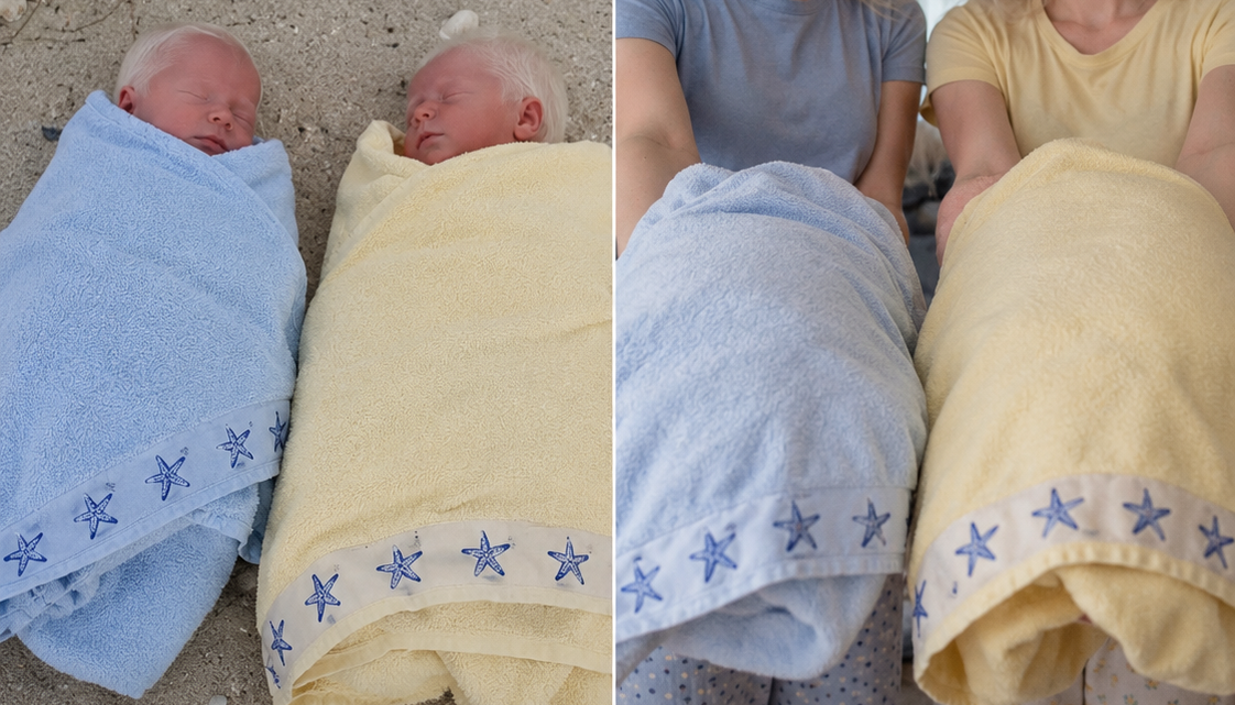 Adoptoval jsem dvojčata, které jsem našel zabalené v ručnících v kostce měnící pláž – V den jejich 18. narozenin mi podali stejné ručníky a zašeptali: „Tati… Dlužíme vám pravdu