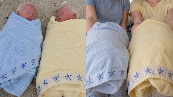 Adoptoval jsem dvojčata, které jsem našel zabalené v ručnících v kostce měnící pláž – V den jejich 18. narozenin mi podali stejné ručníky a zašeptali: „Tati… Dlužíme vám pravdu