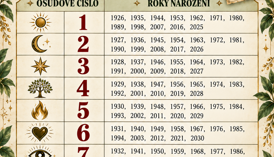 Destiny Number Table: Najděte si rok narození a zjistěte, co vaše číslo znamená.