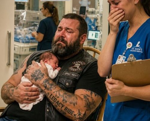 Celá NICU ztichla, když obří motorkář požádal, aby držel dítě, které nikdo nepřišel navštívit… Ale po dvanácti hodinách, aniž by opustil židli, a tajemství za jménem vytetované na jeho zápěstí už se na něj nikdo nikdy nepodíval stejným způsobem